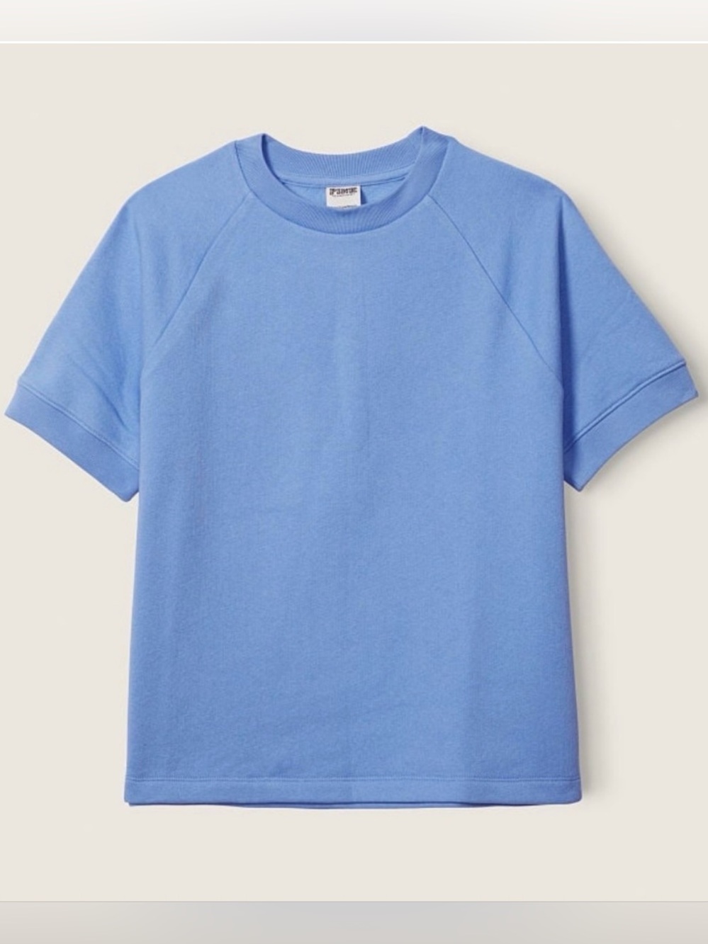 PINK Victoria's Secret Cropped Short Sleeve Crewneck Sweatshirt, Cornflower Blue